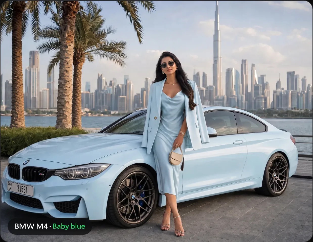 بي إم دبليو M4 باللون الأزرق الفاتح، تصوّر من المحاكي